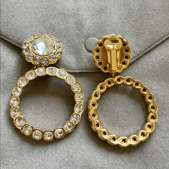 Christian Dior huge door knocker rhinestone earrings. 80’s - Picture 3 of 7